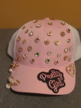 Pretty Girl Pink Embellished Kids Trucker Hat